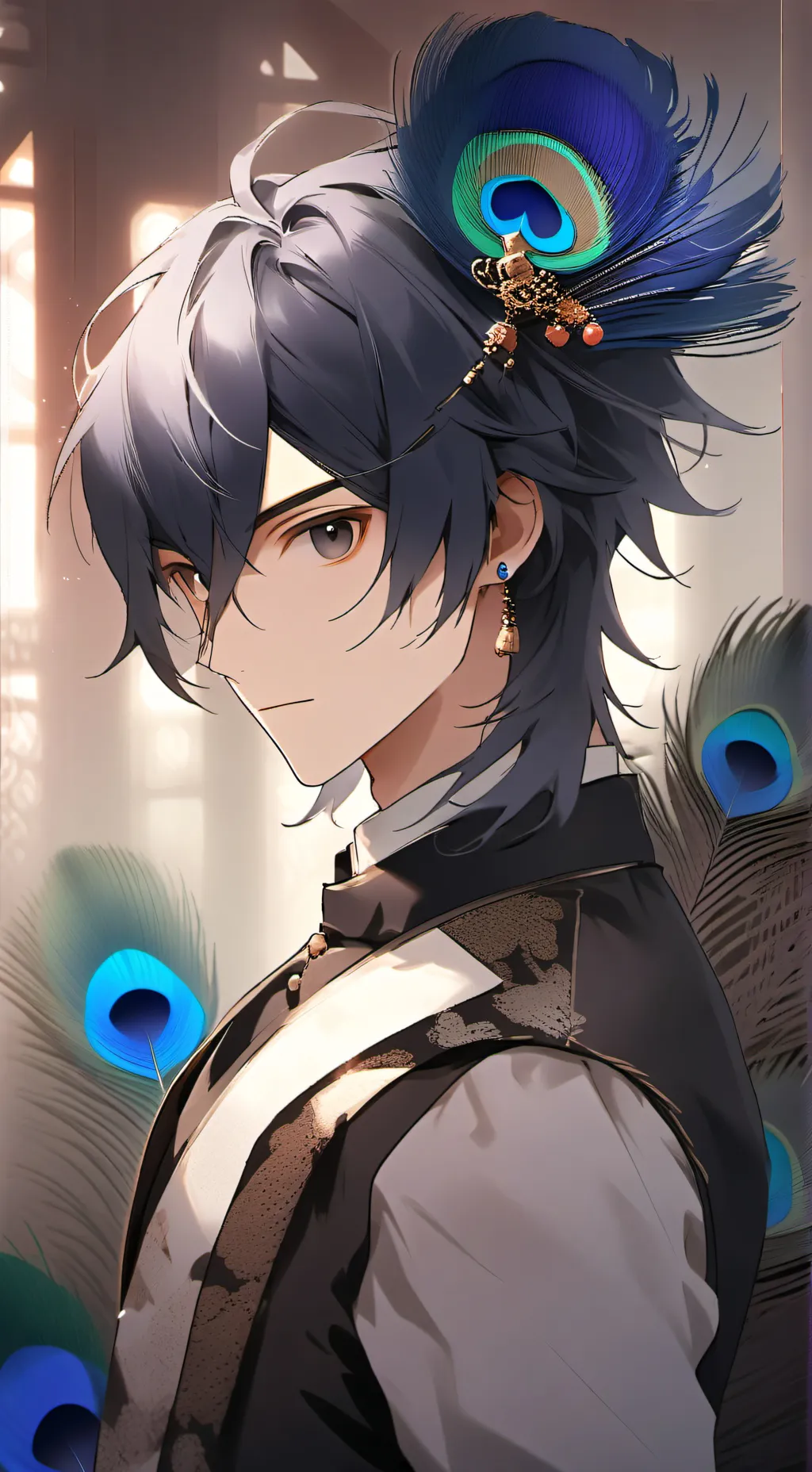 ai character: Blue Peacock Furry background