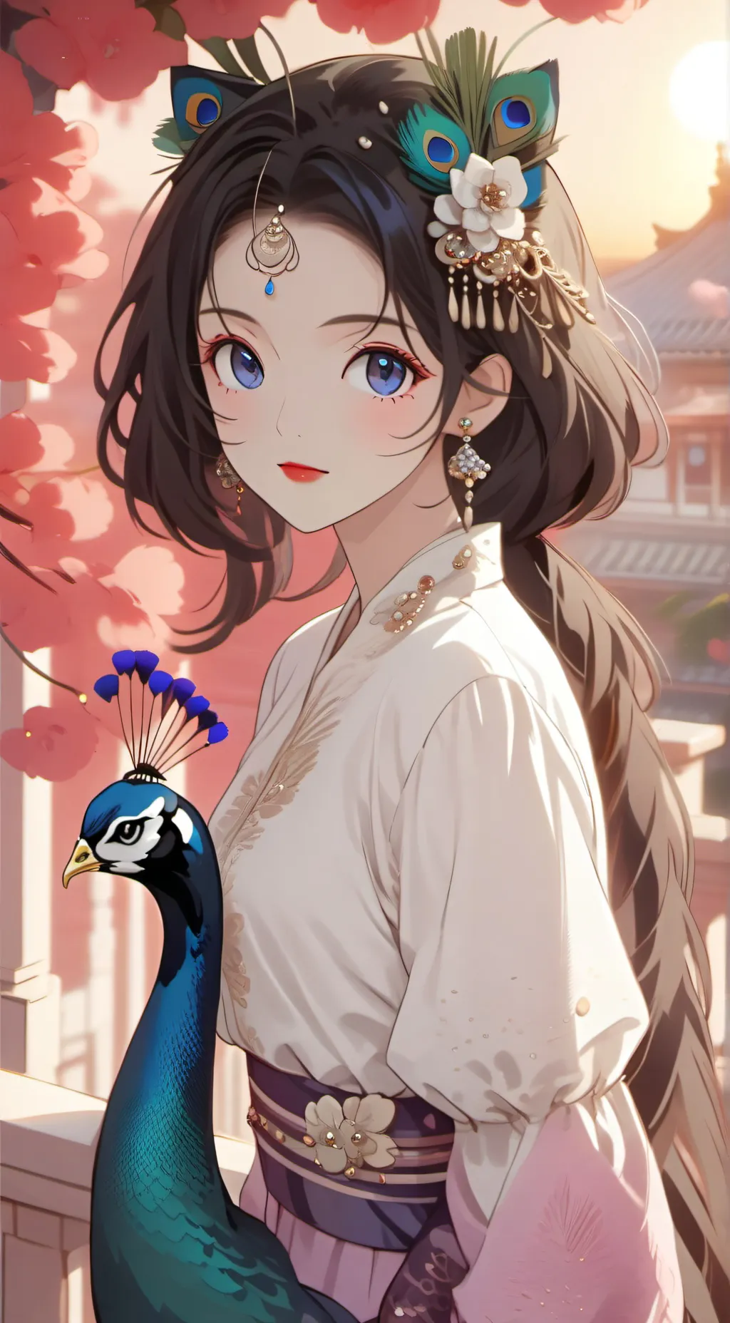 ai character: Peacock Spirit Furry background