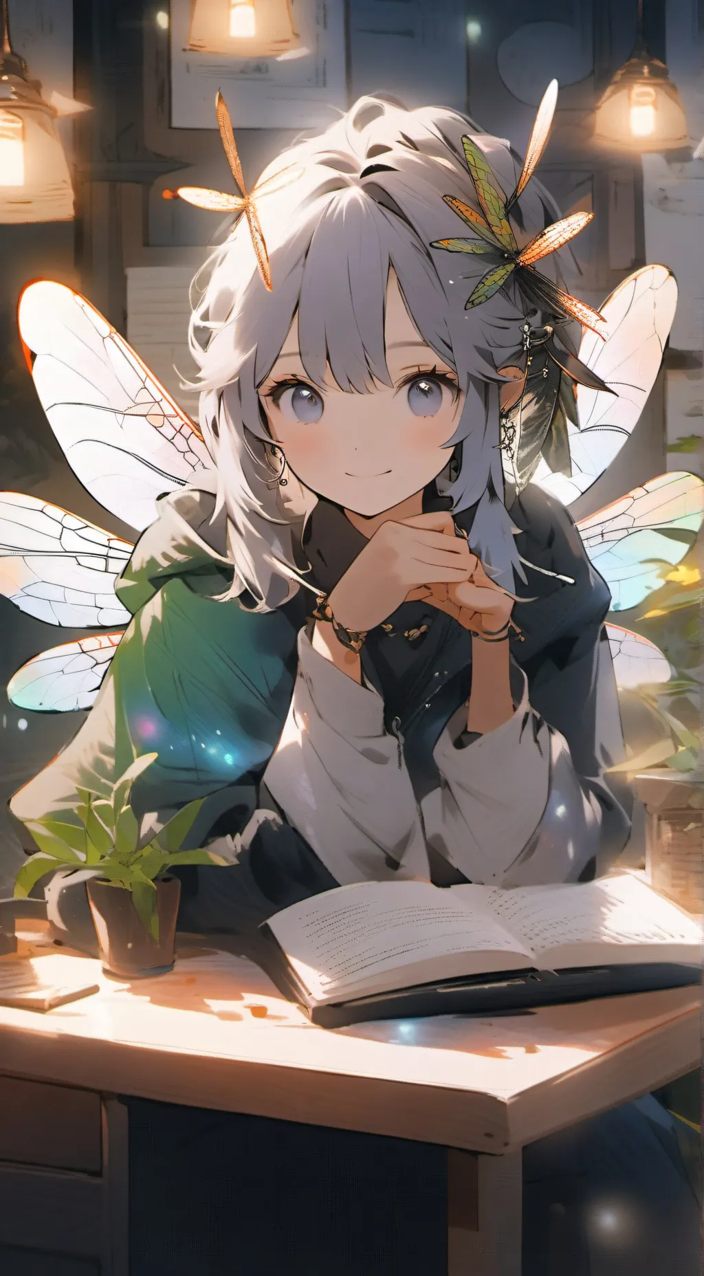 ai character: Flutter the Iridescent Spirit background