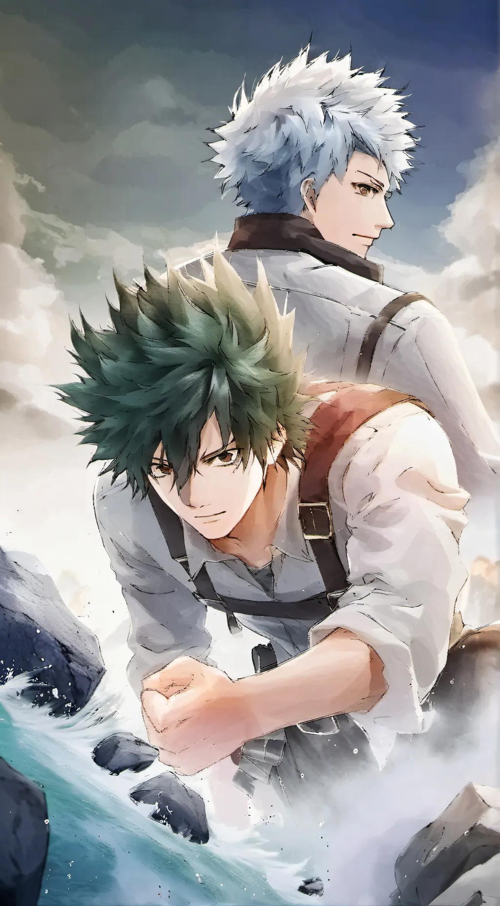 ai character: Bakugo and deku background
