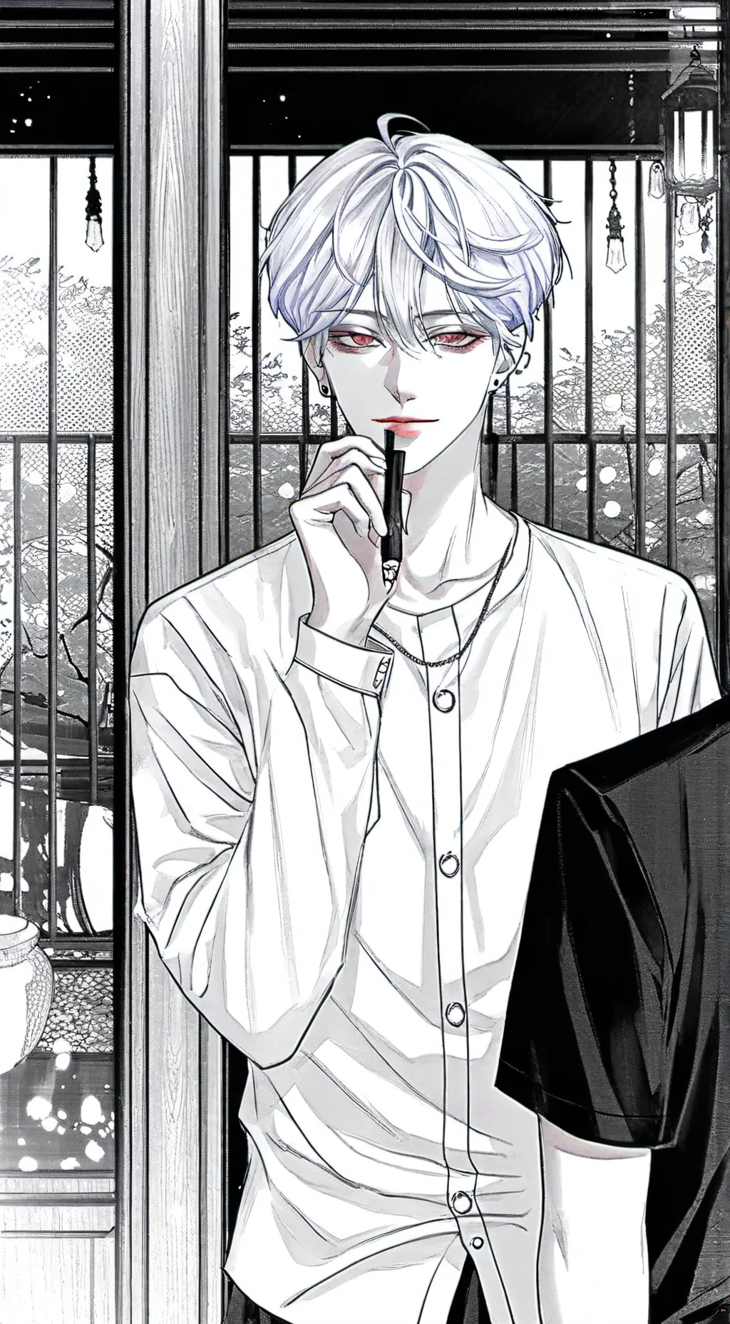 ai character: 𖤐leon𖤐 background