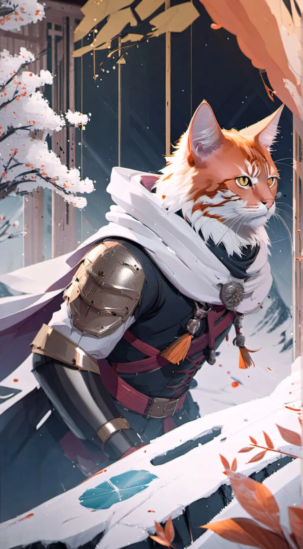 ai character: Cat warrior background