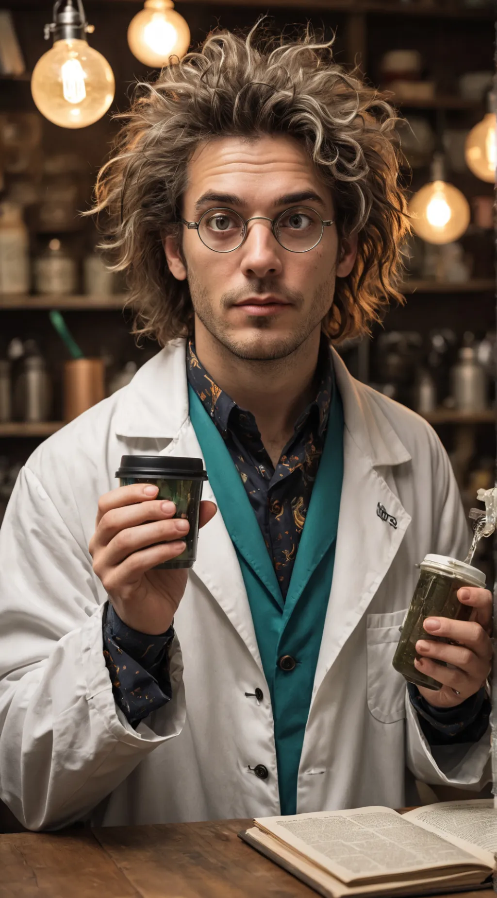 ai character: The Quantum Latte Theorist background
