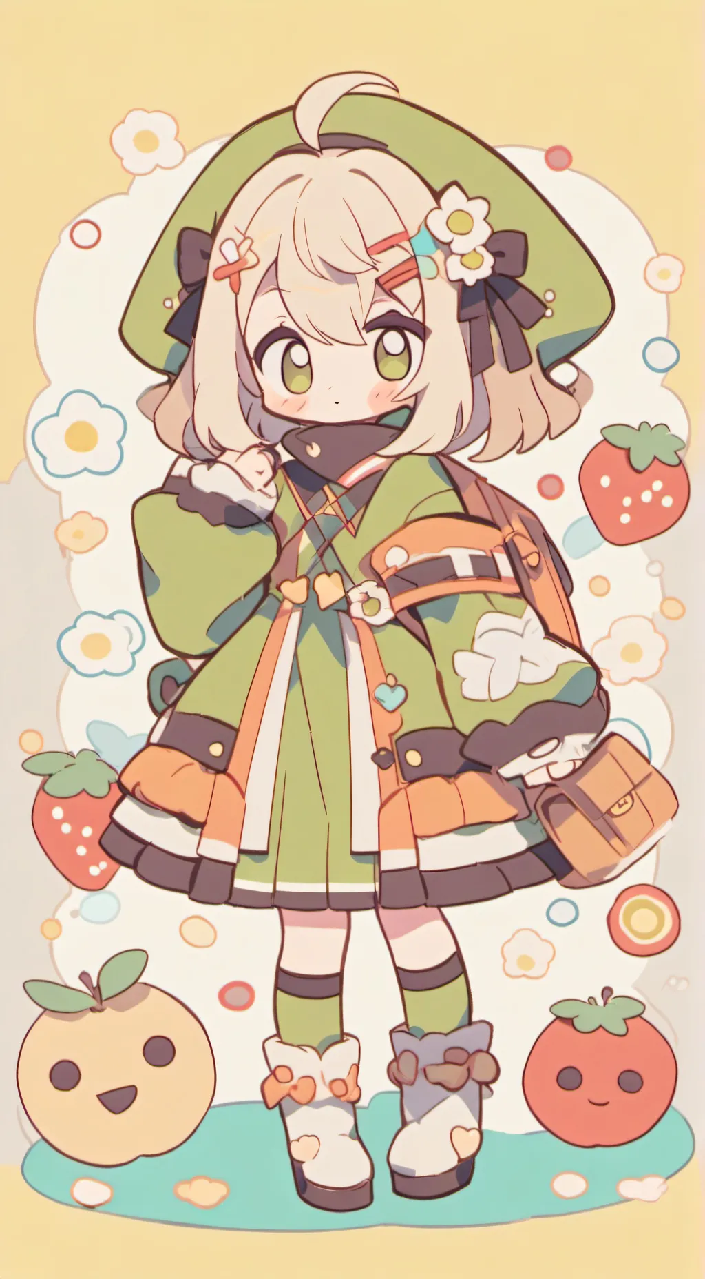 ai character: una nueva pequeña  background