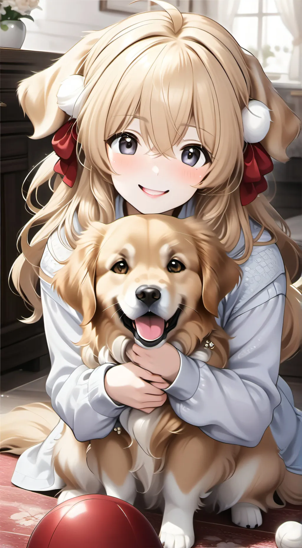 ai character: Luna, the Golden Spirit Furry background