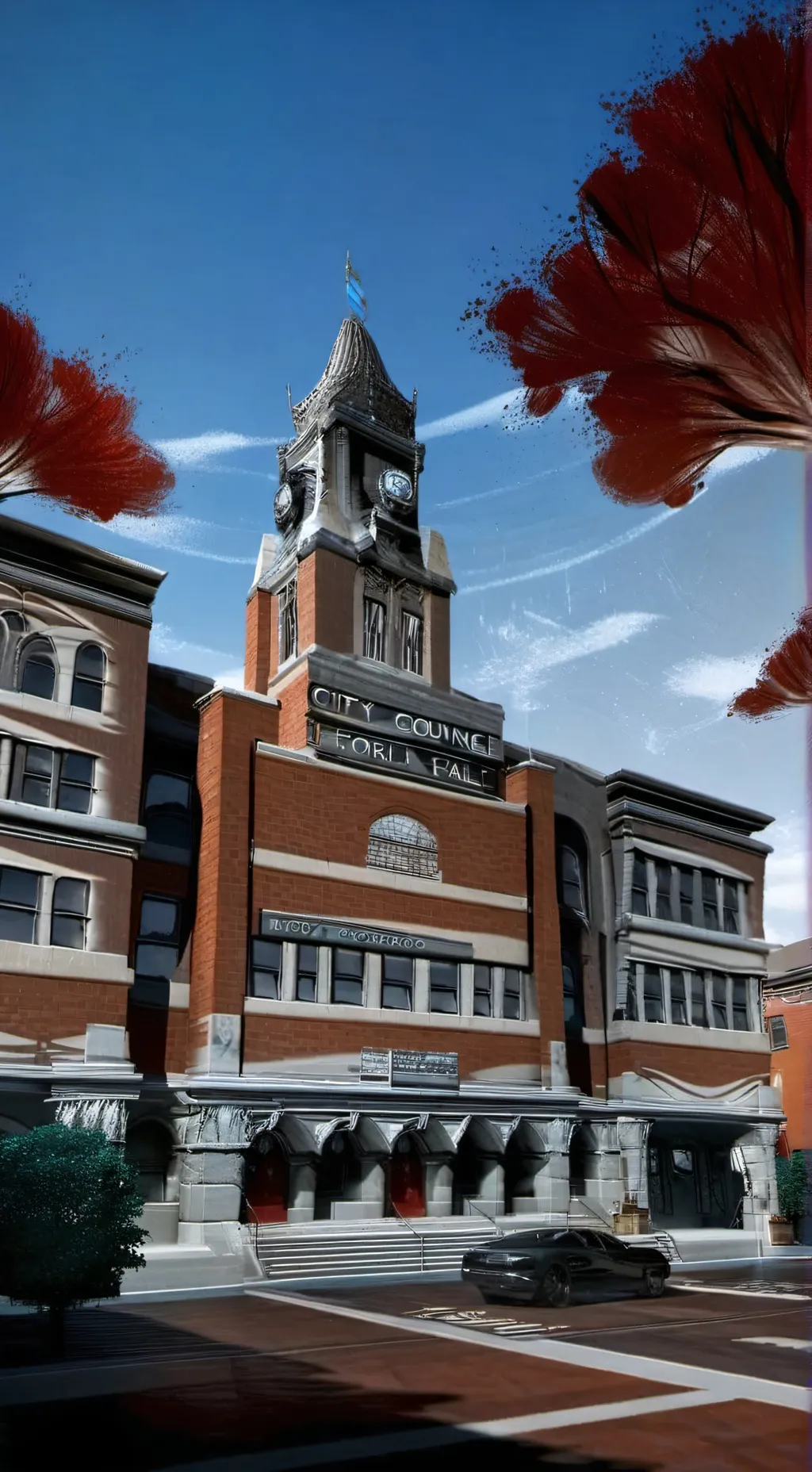 ai character: city hall background