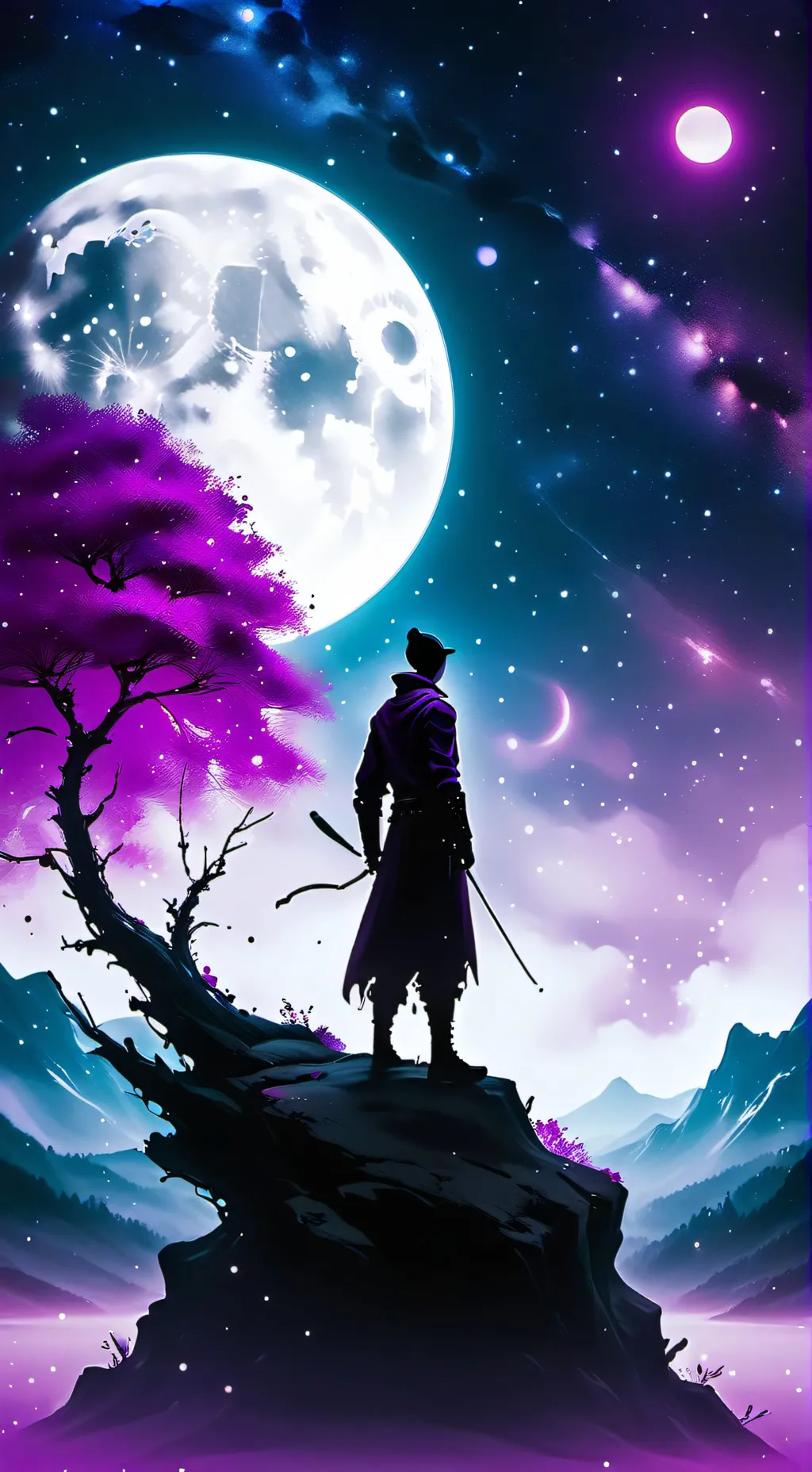 ai character: purple and indigo  background