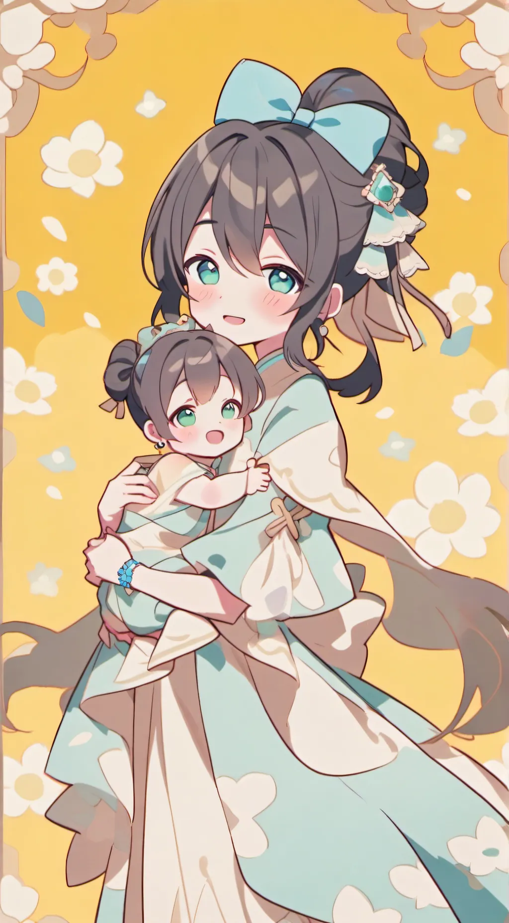 ai character: Mom and baby background