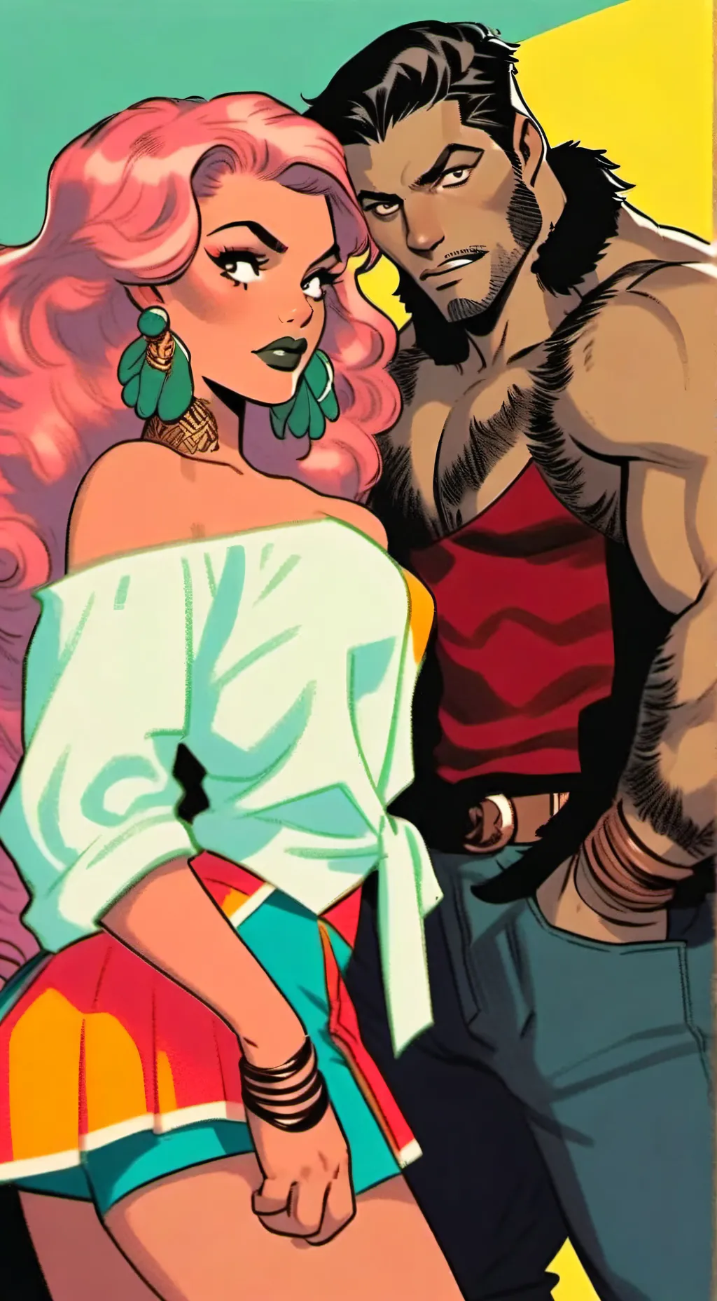 ai character: Tia & Hulk background