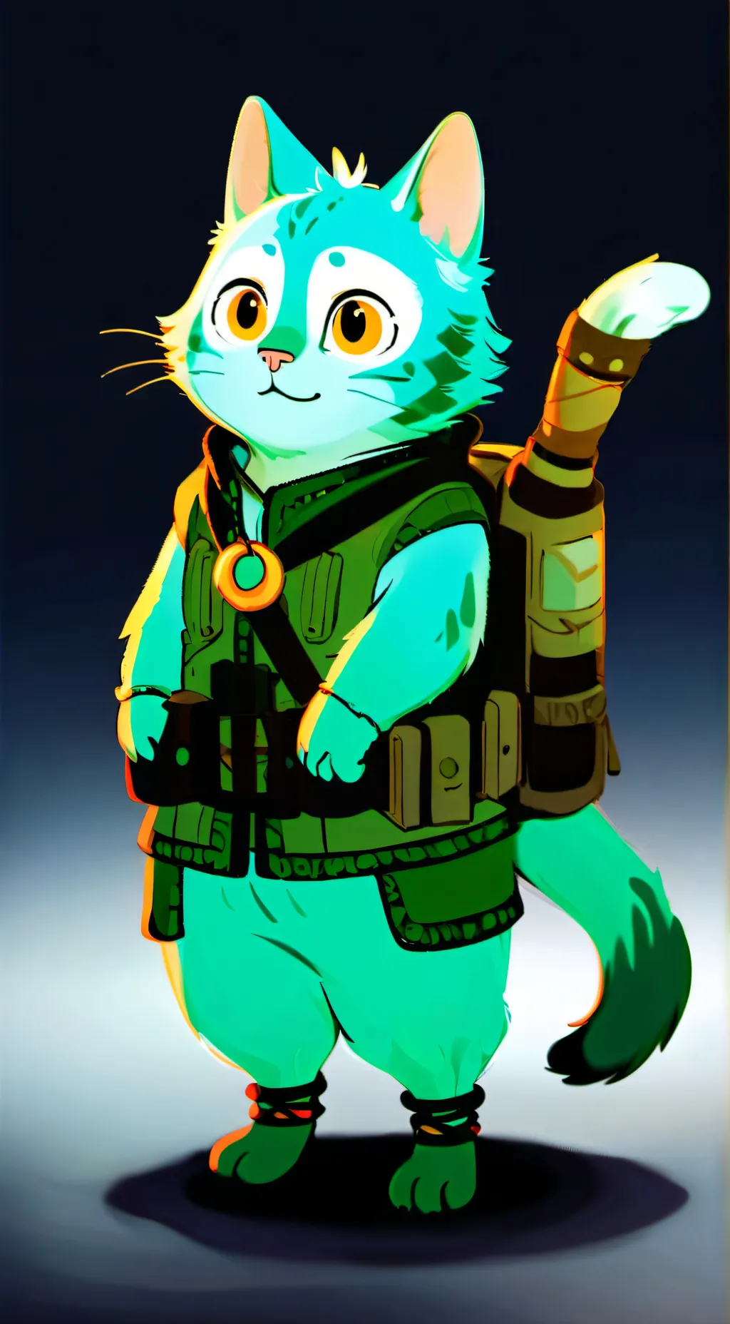 ai character: Camper Cyan background