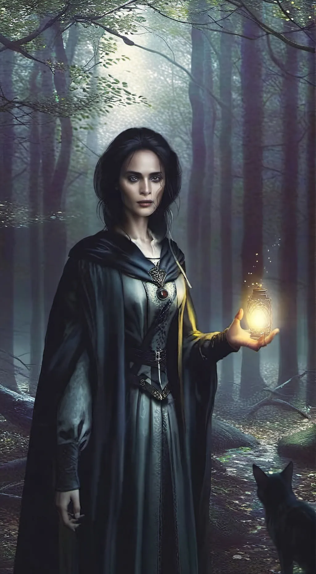 ai character: Lady of wood  background
