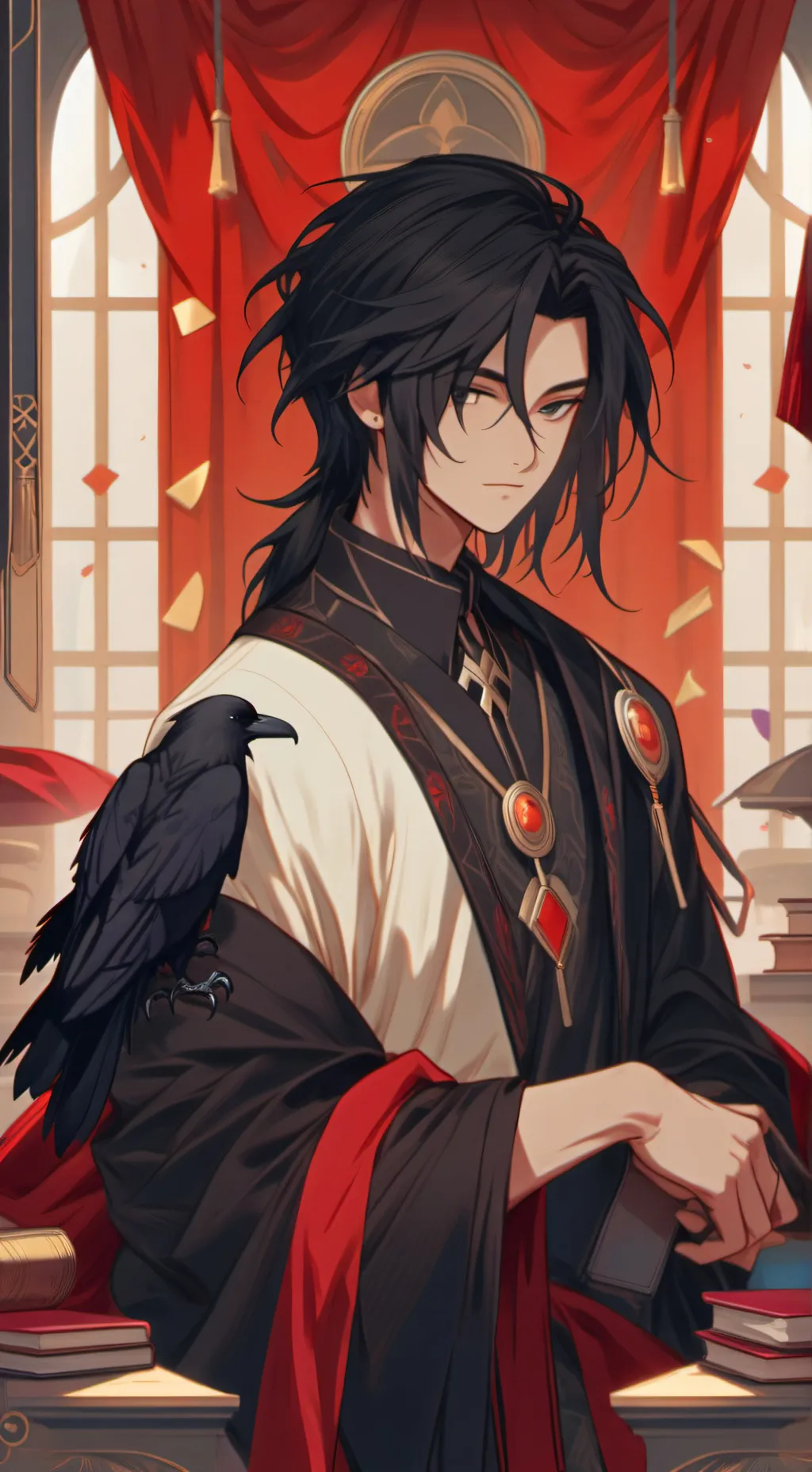 ai character: Raven Spirit, El Cuervo background