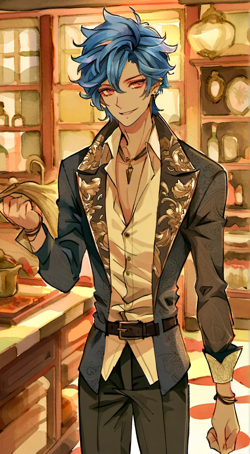 ai character: Darck Blue background