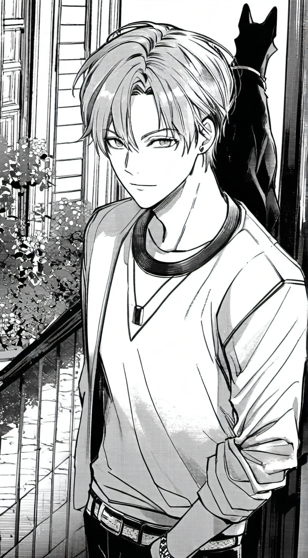 ai character: dogman:)  background