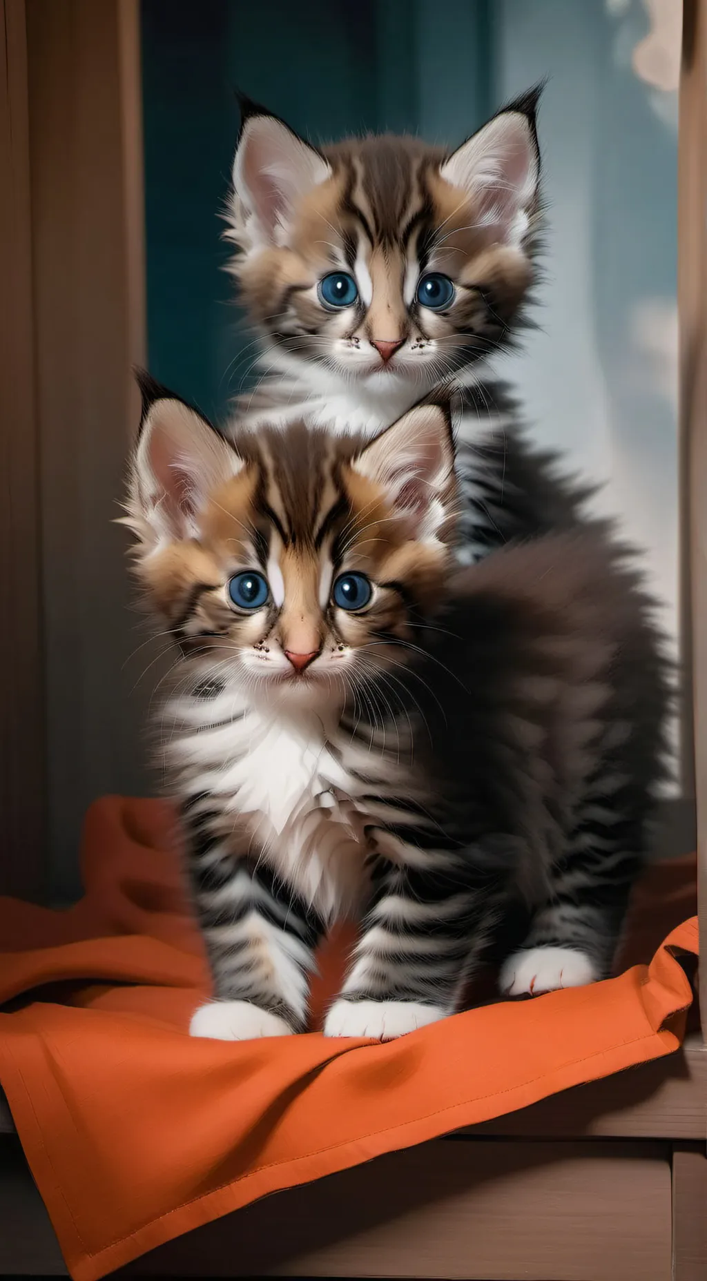 ai character: conjoined kittens background