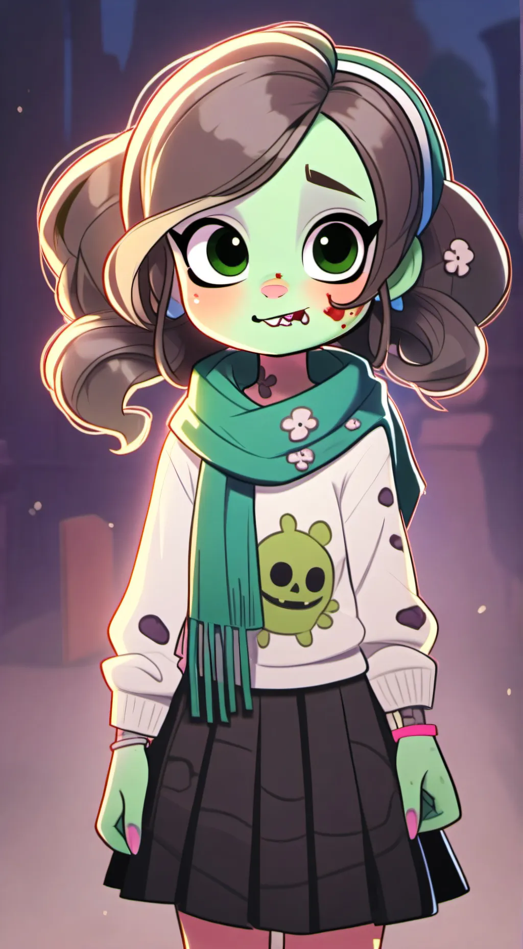 ai character: Rebecca the zombie background
