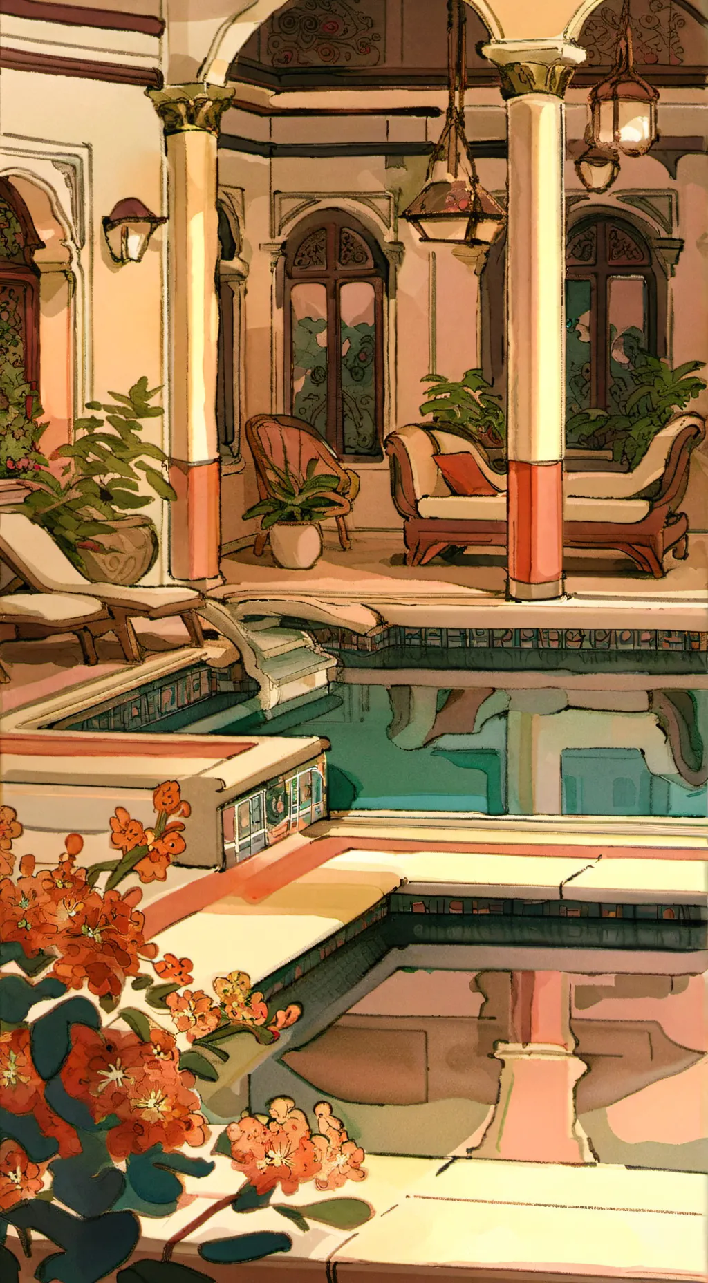 ai character: Dw pool party !  background