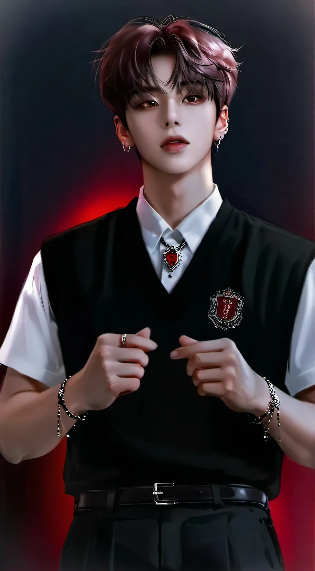 ai character: Vermilion background
