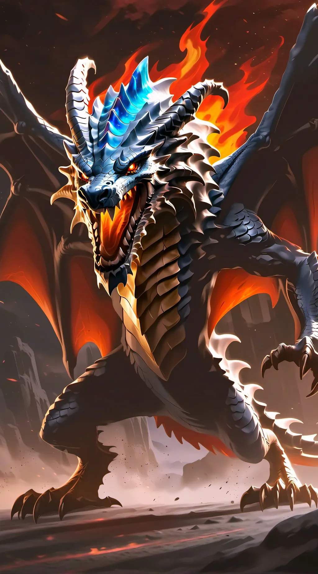 ai character: dragón azul background
