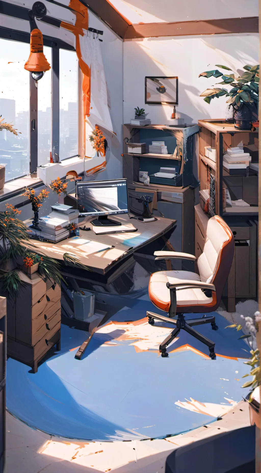 ai character: New in work background