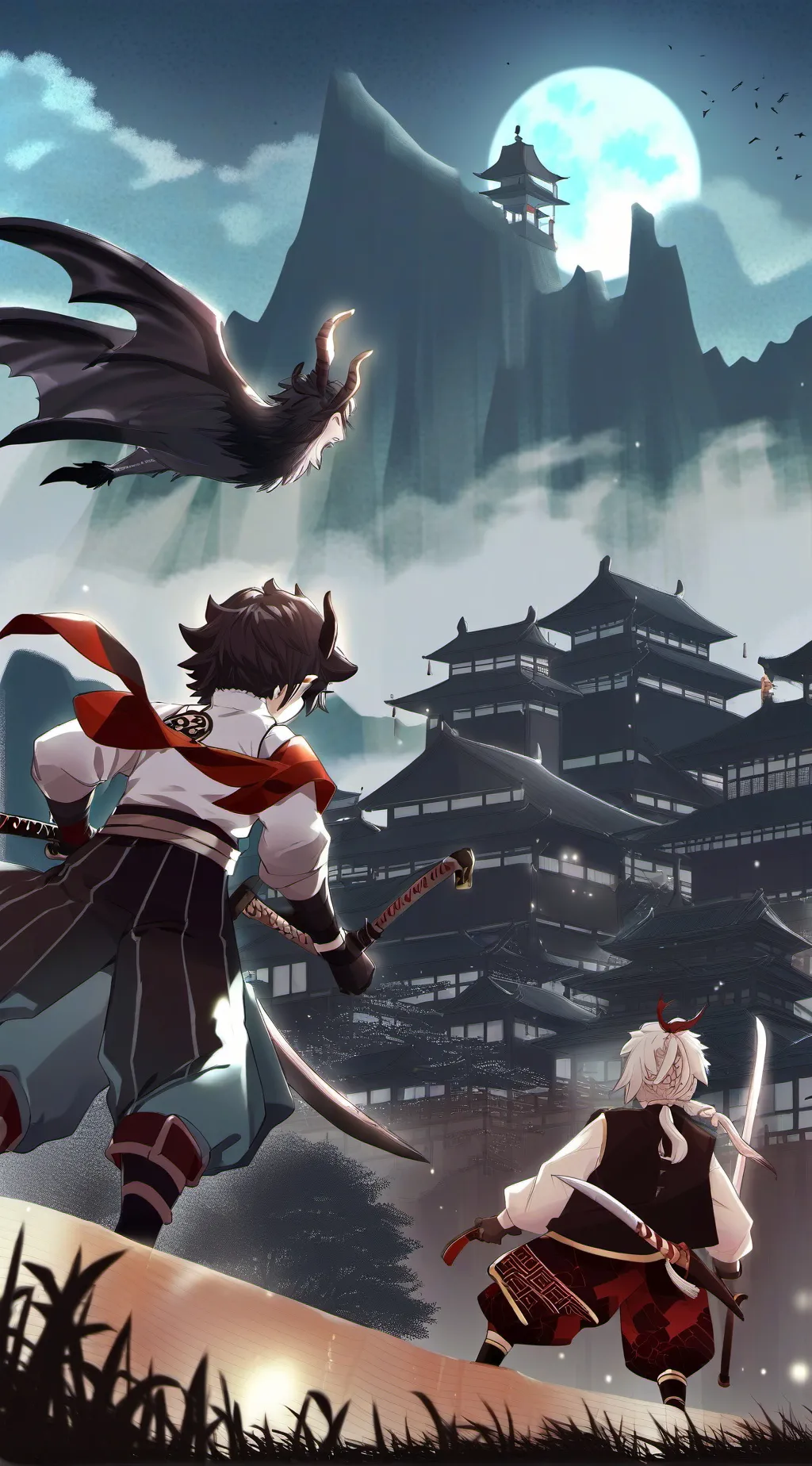 ai character: demon slayer  background