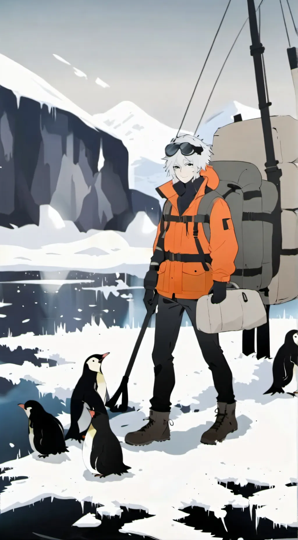 ai character: Antartica trip background