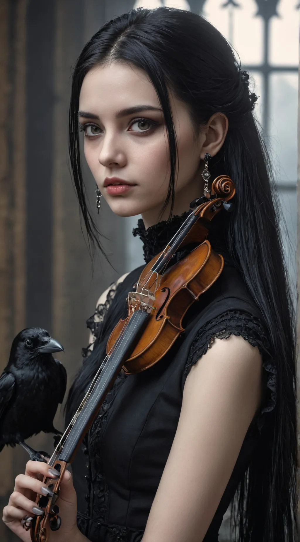 ai character: Wedsday Addams background