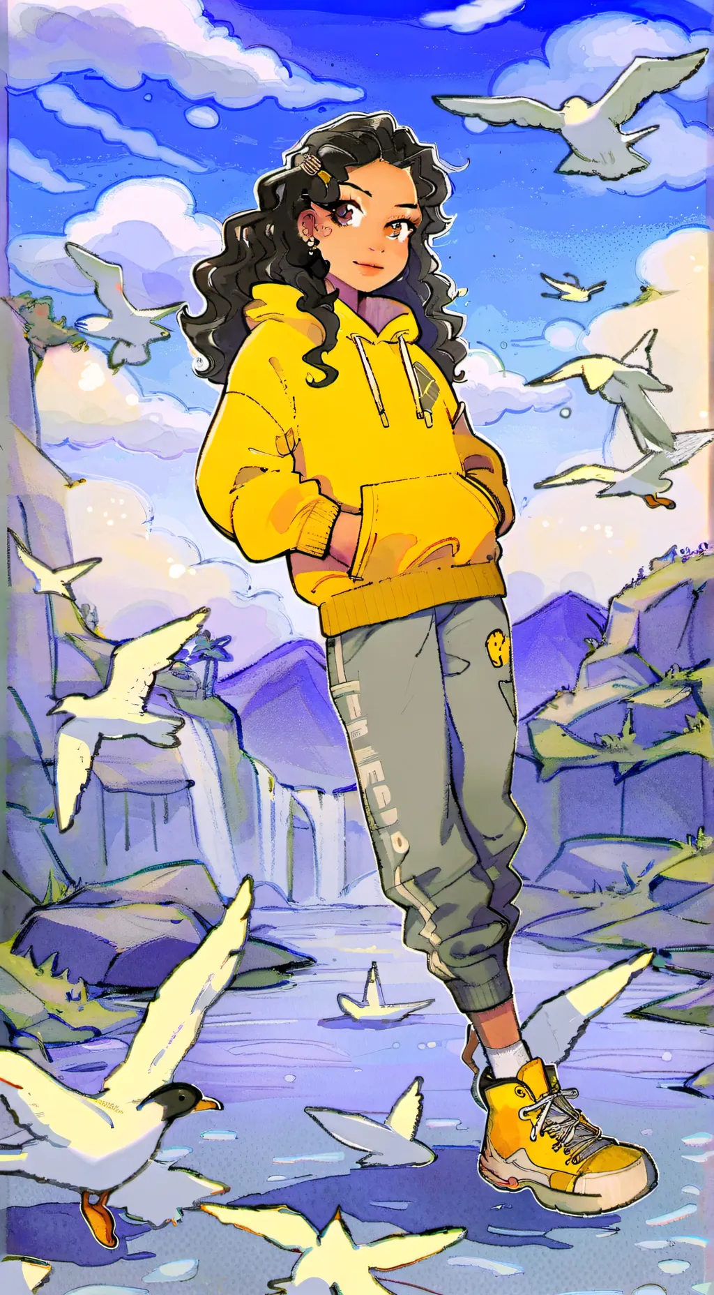ai character: Duck girl background