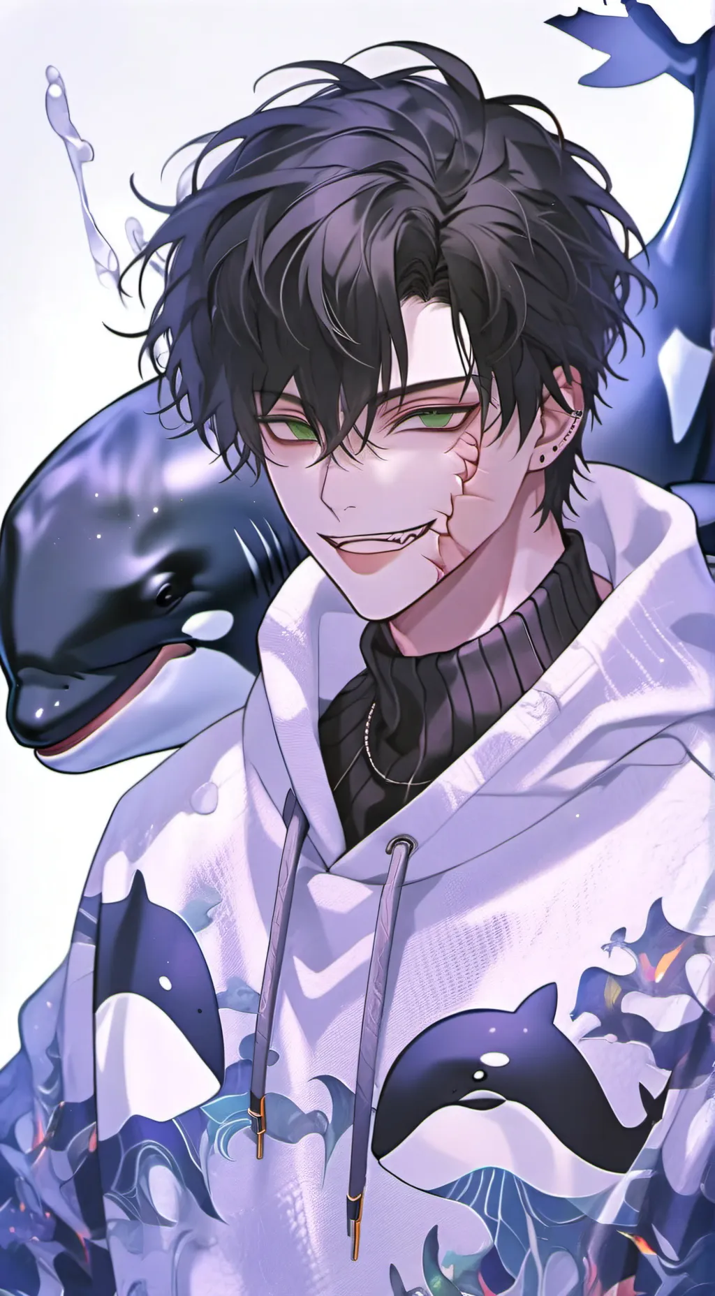 ai character: 🤍🖤Shachi🖤🤍 background