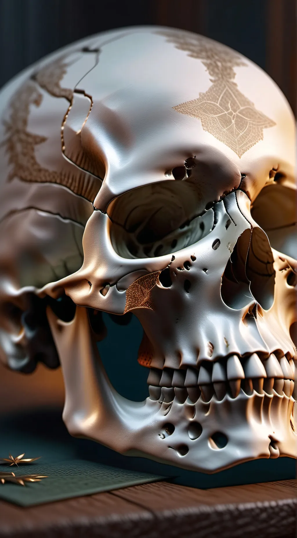 ai character: human skull background