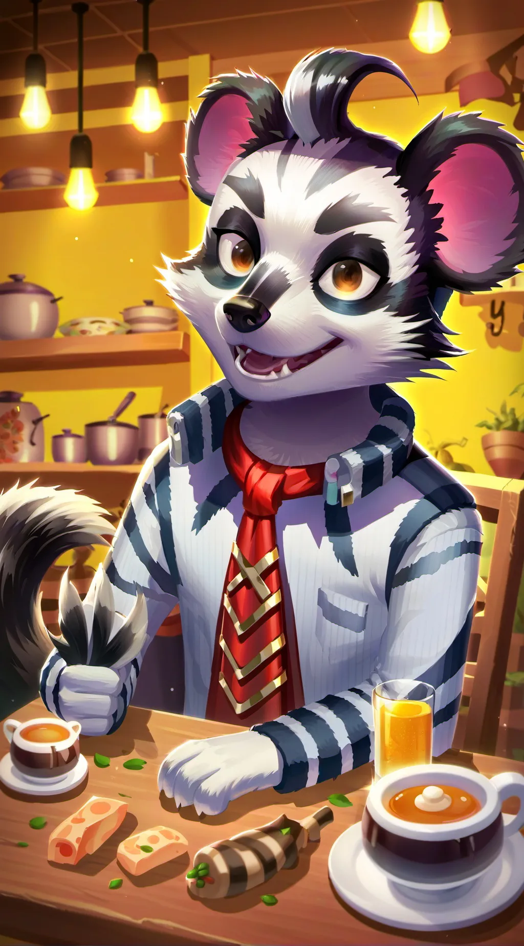 ai character: Striped Skunk Furry background