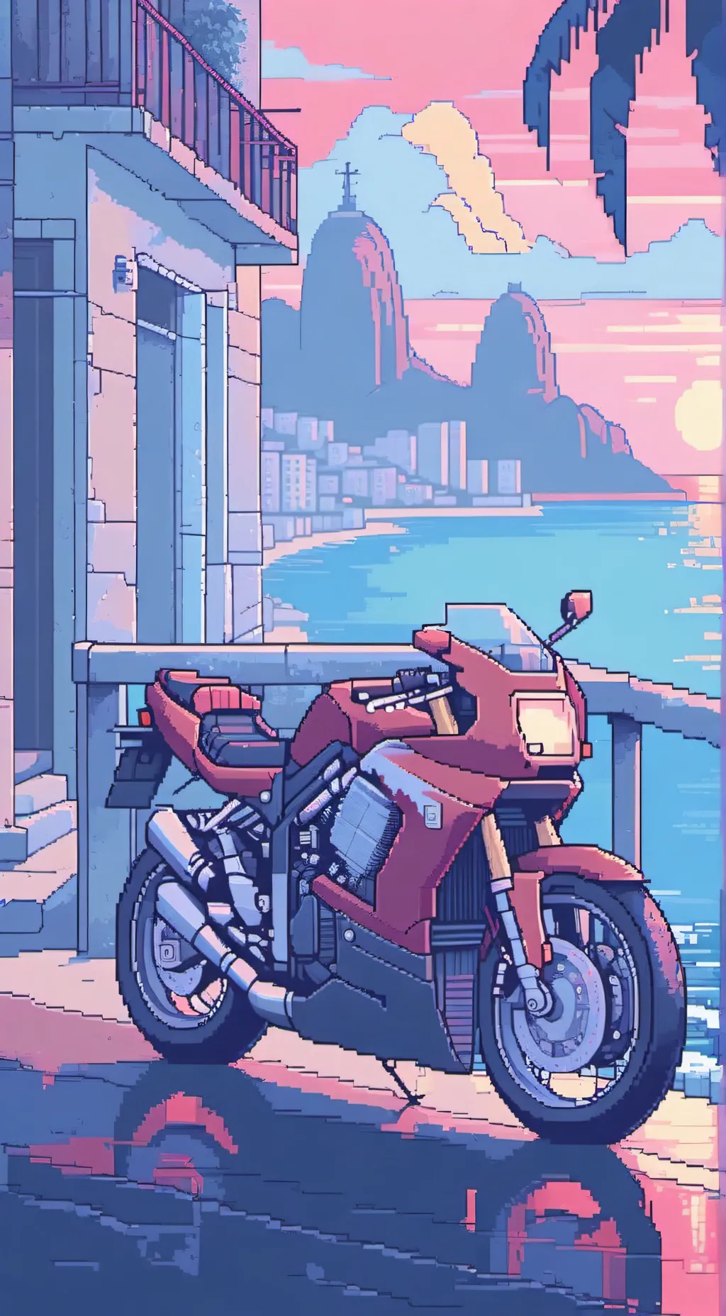 ai character: genshin beach background