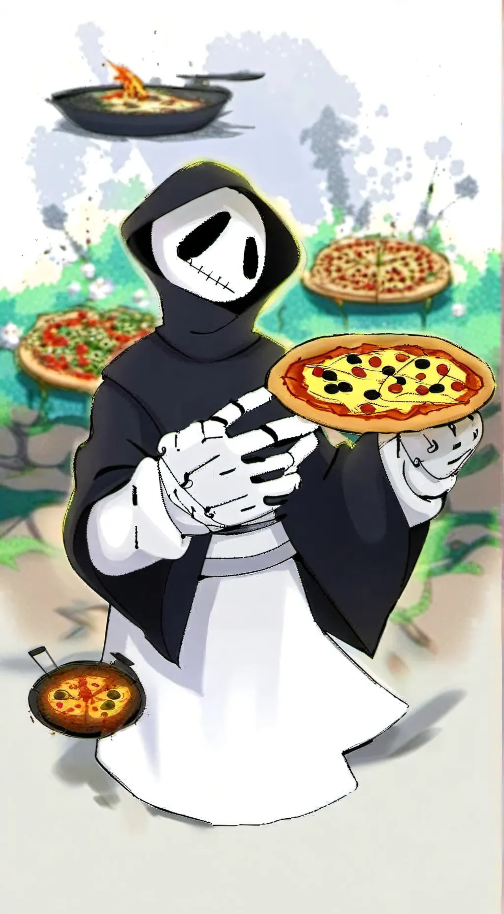 ai character: mini gaster pizza! background