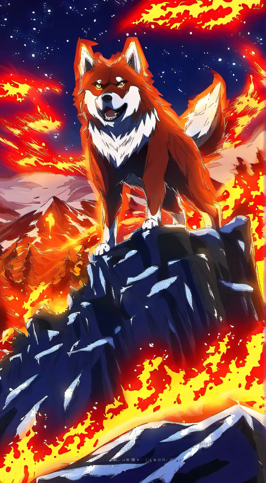 ai character: Fire Wolf background