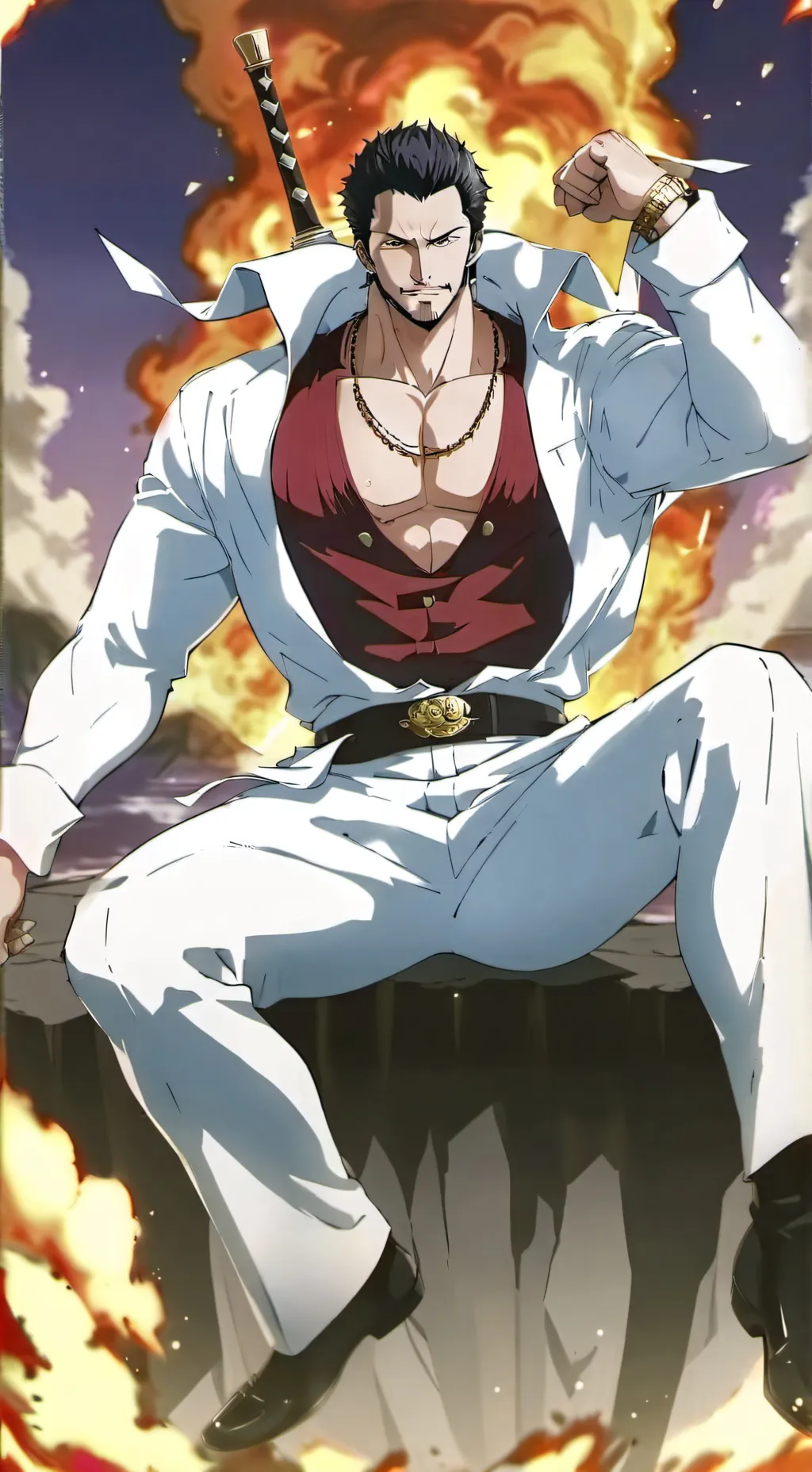 ai character: akainu admirale  background