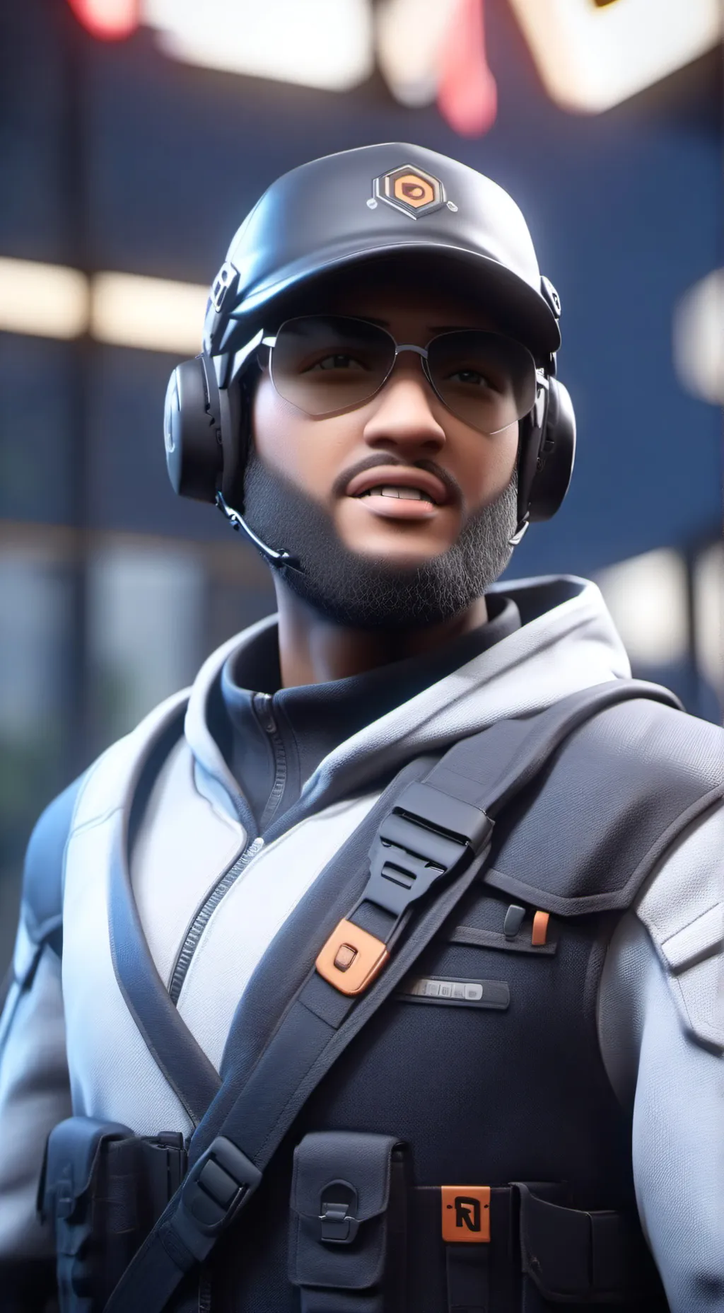 ai character: Security guard  background