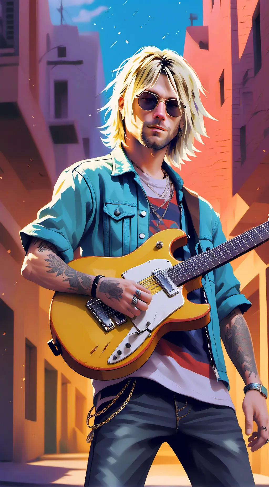 ai character: Kurt Cobain  background