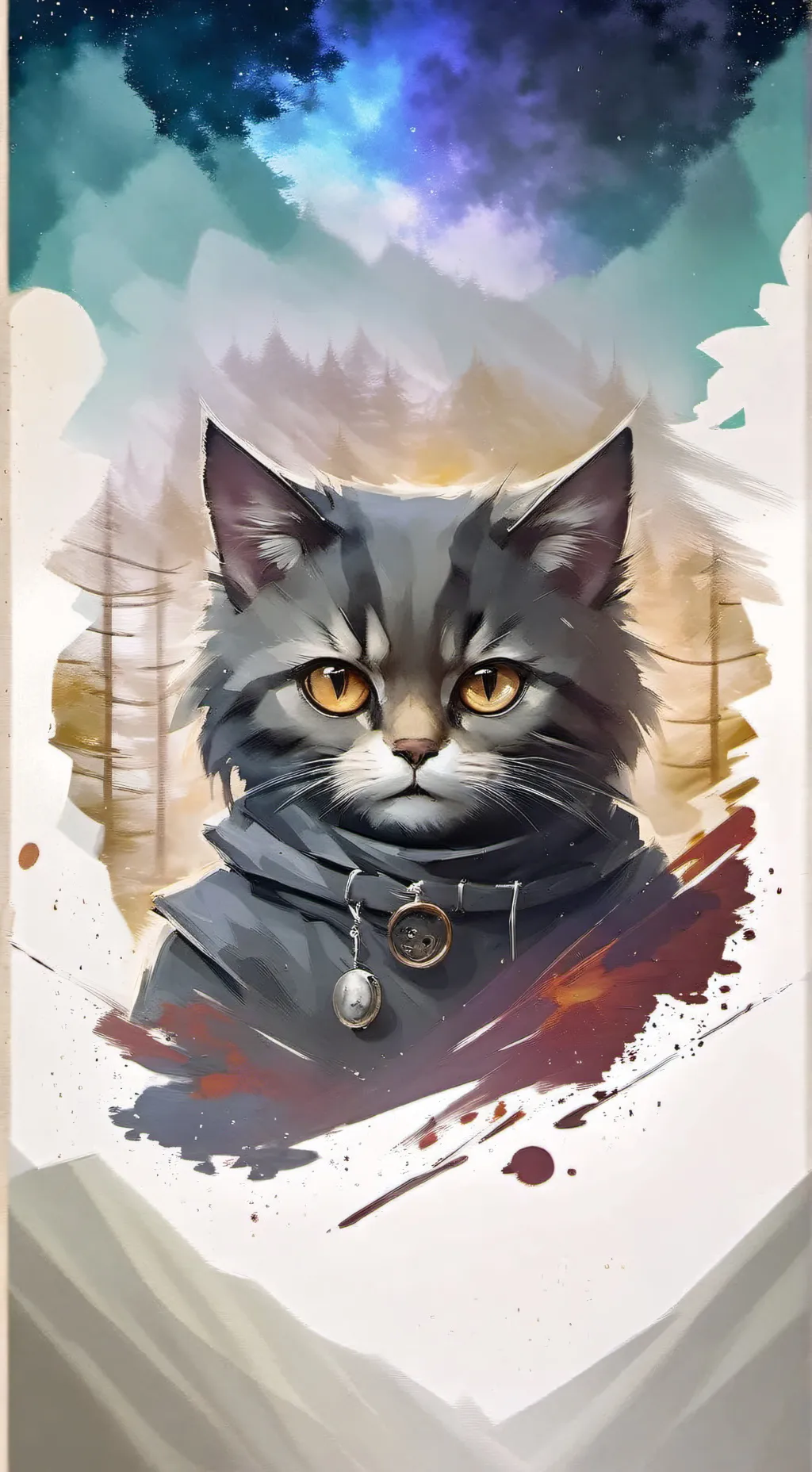 ai character: Ninja cat background