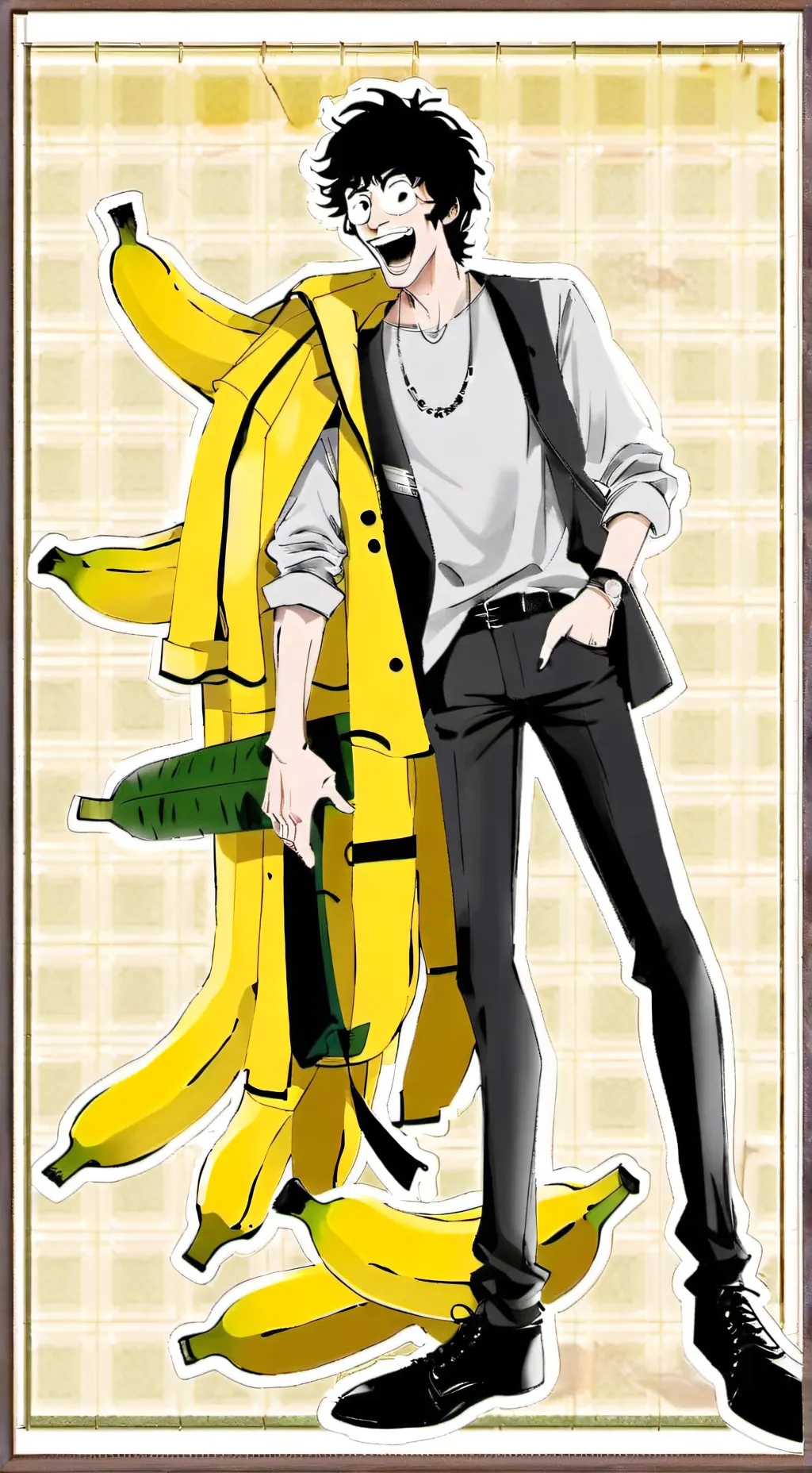 ai character: banana man  background