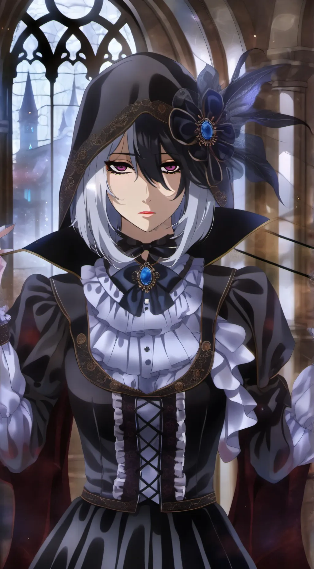 ai character: Violet background