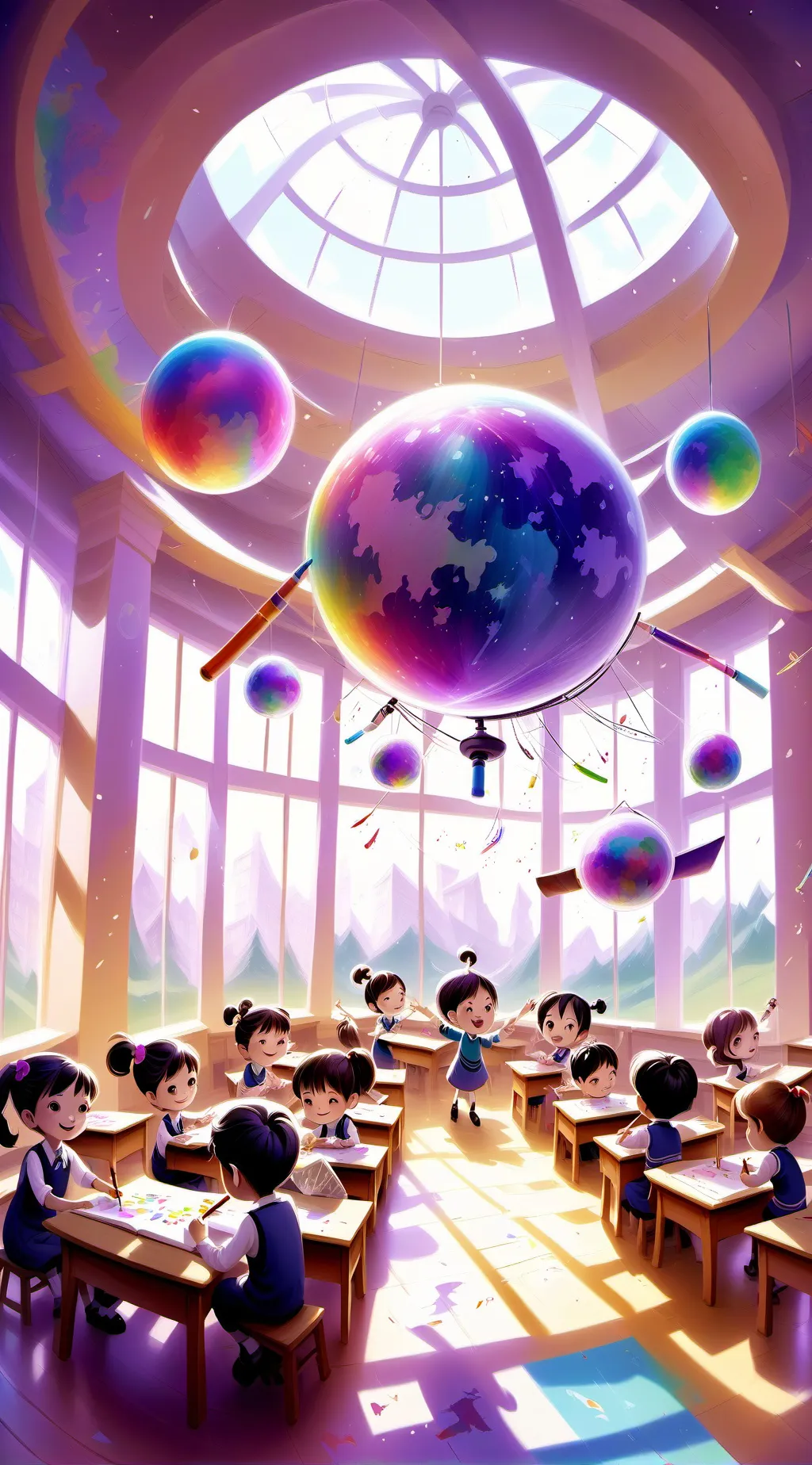 ai character: Kindergarten class background