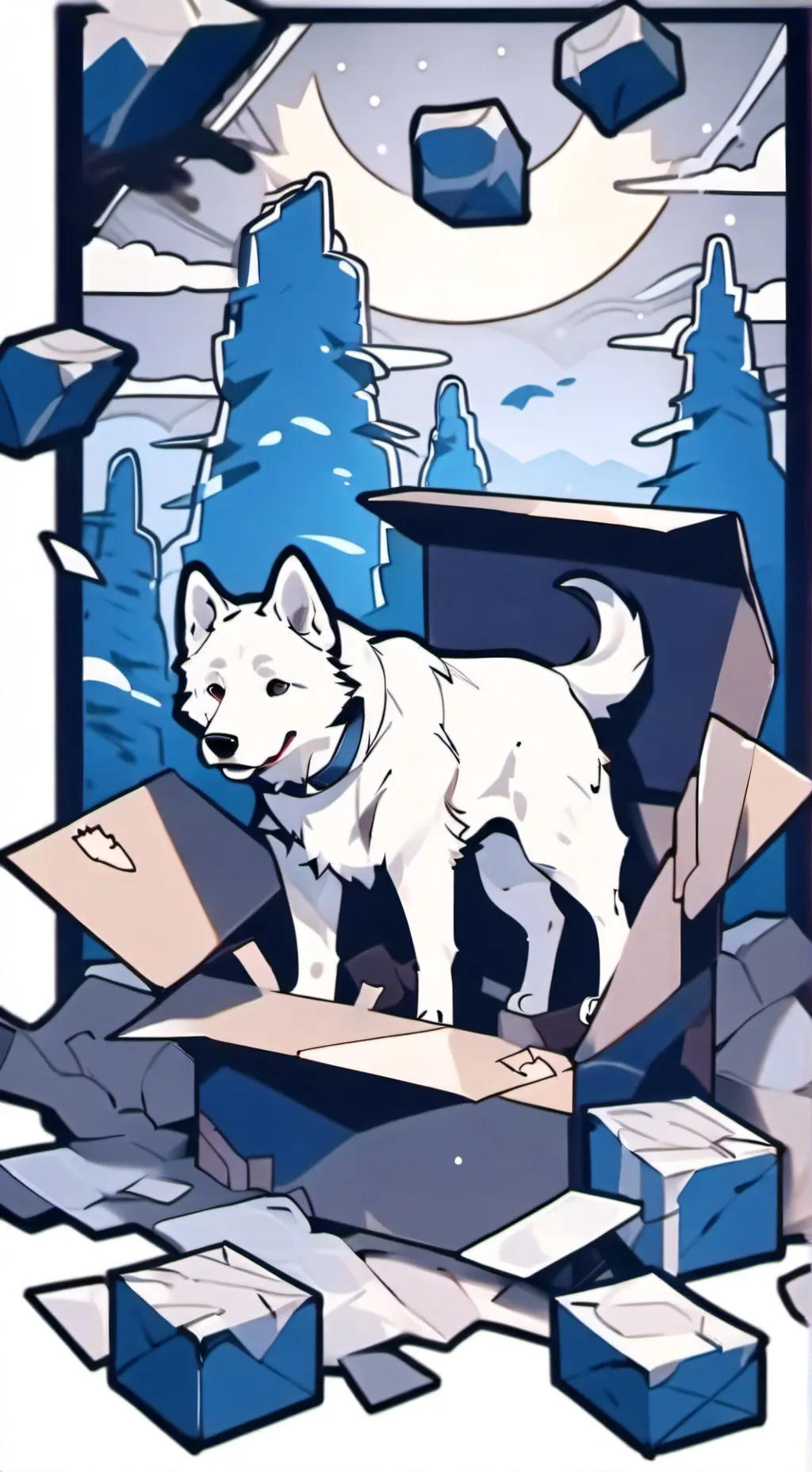 ai character: random dog in box background