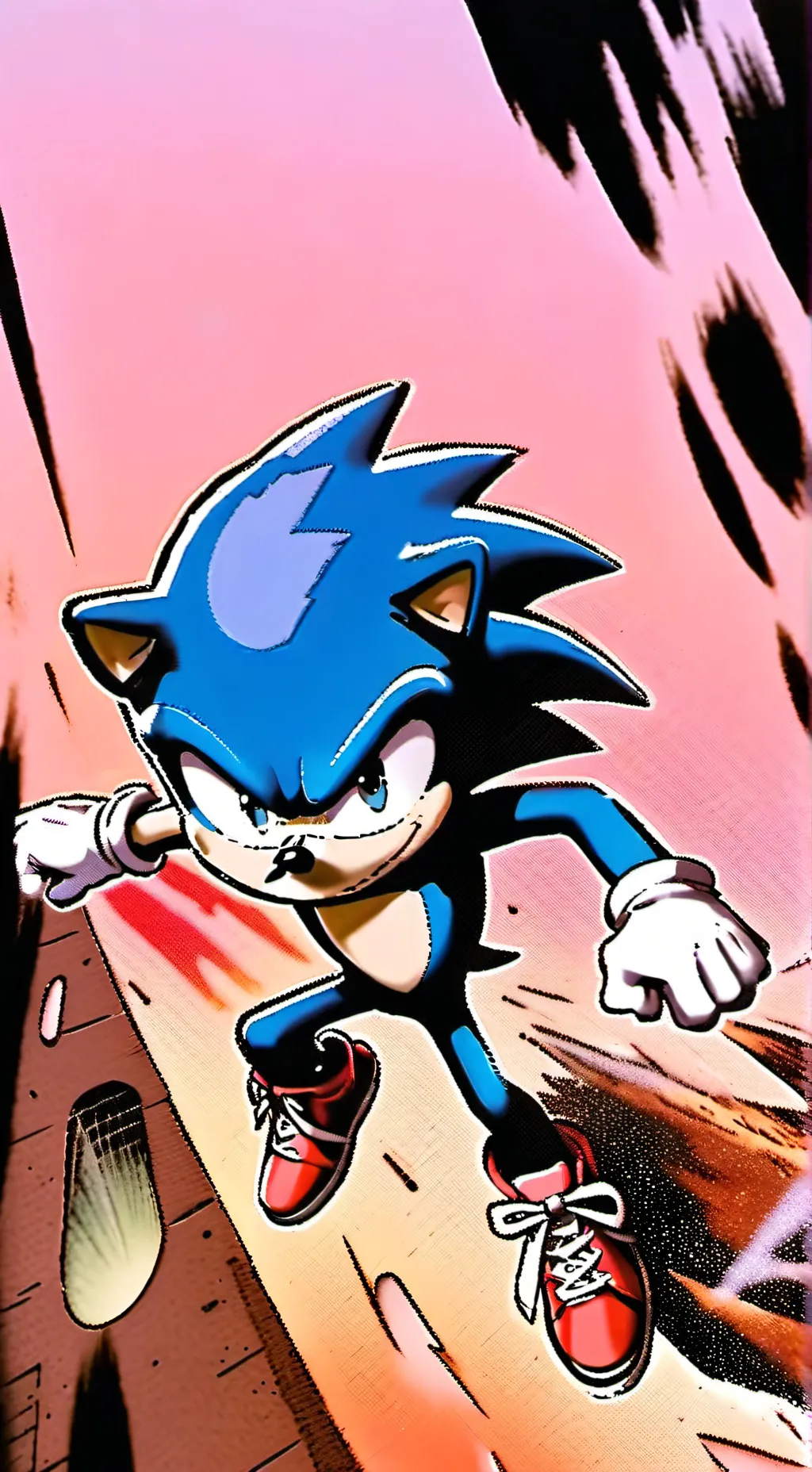 ai character: sonic comic.creat background