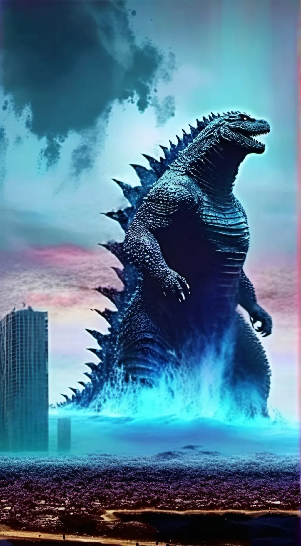 ai character: Godzilla x you 💙 background