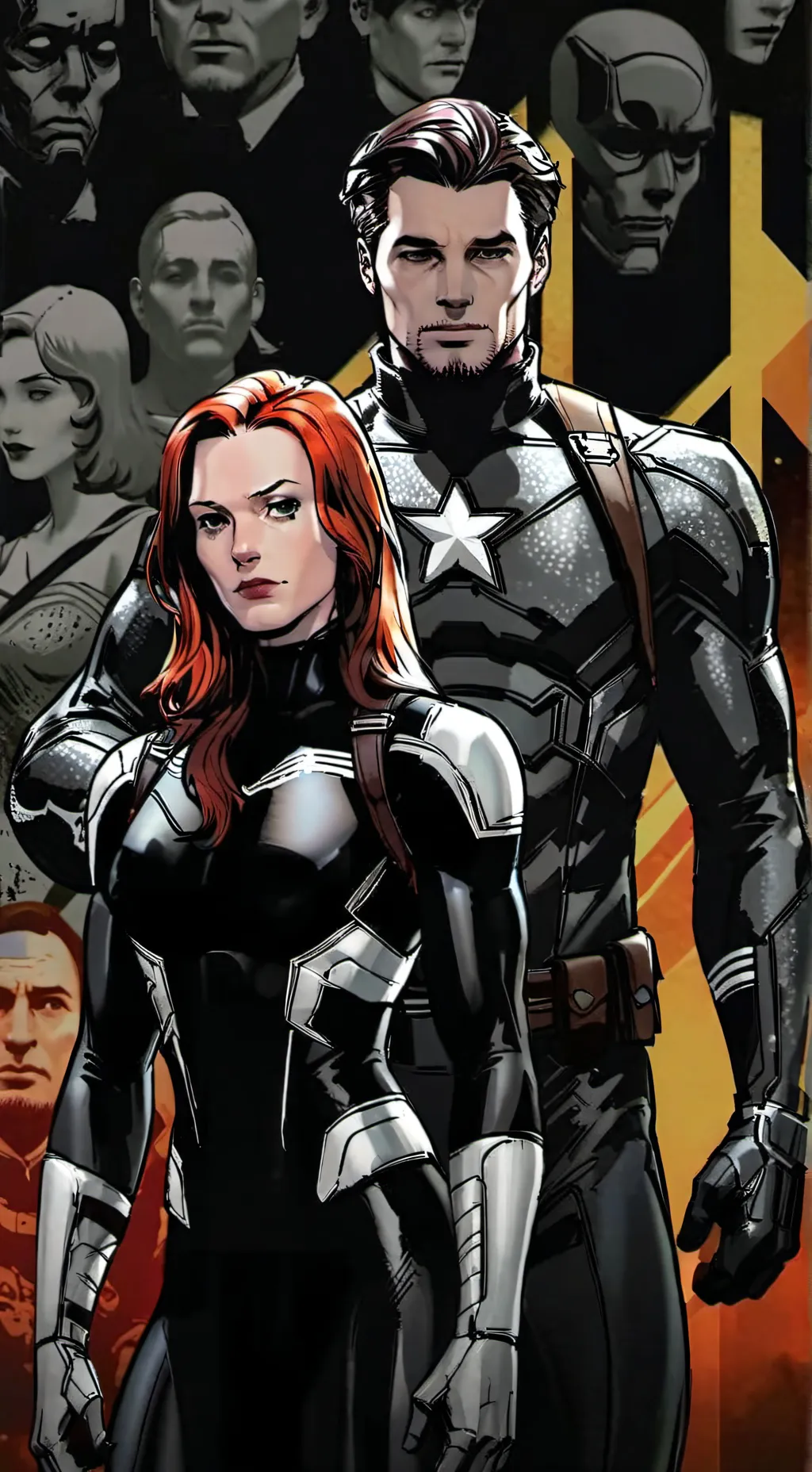 ai character: bucky and Natasha background