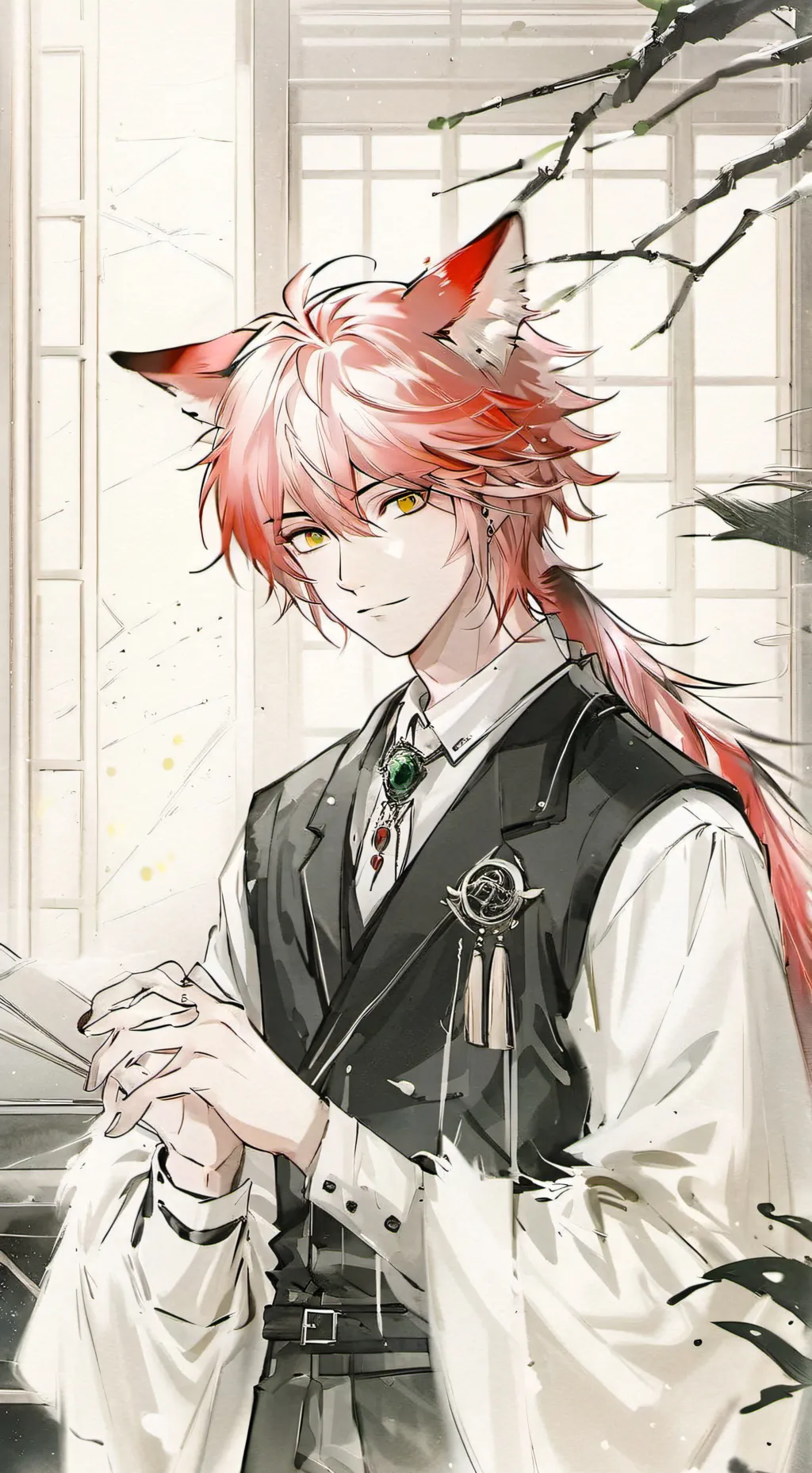ai character: Flicker the Fox Spirit background