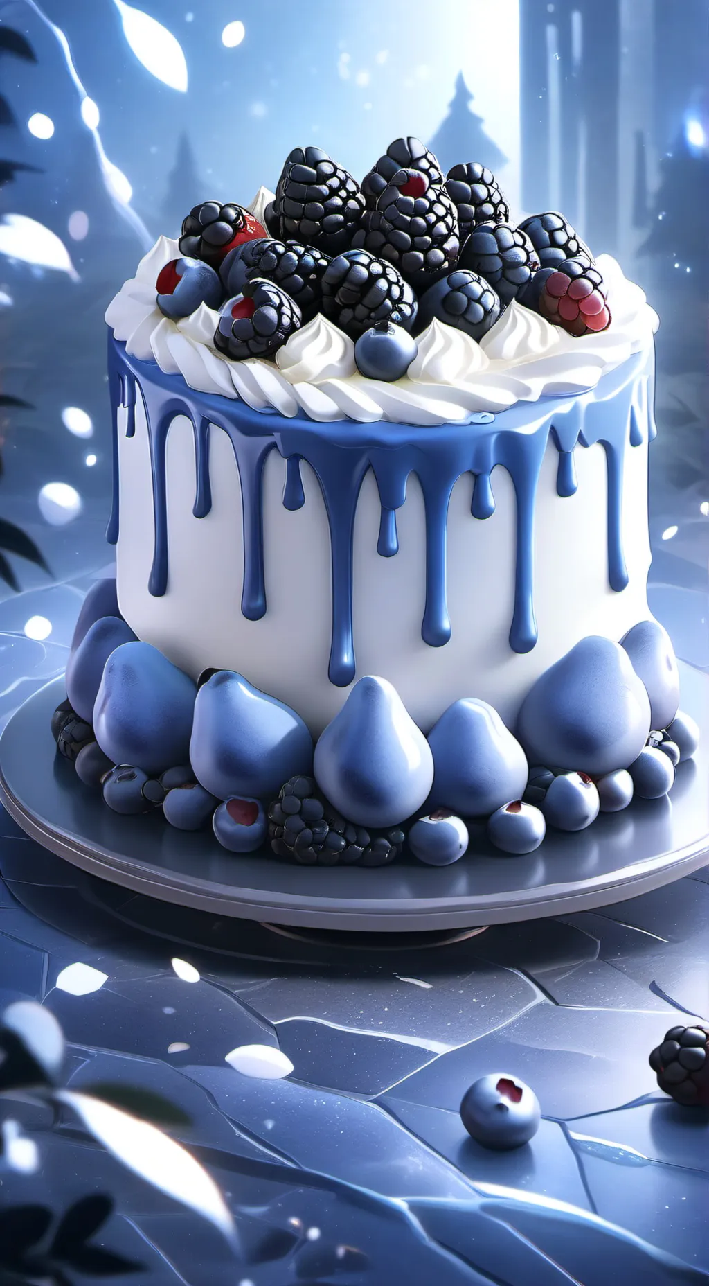 ai character: bluberry cake background