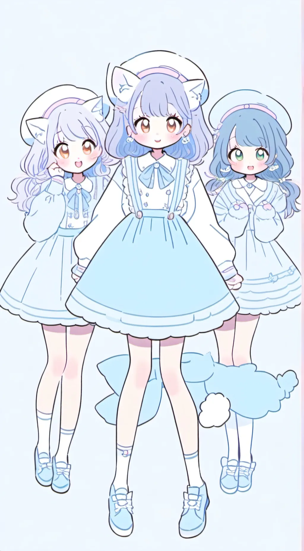 ai character: Three cat babies background