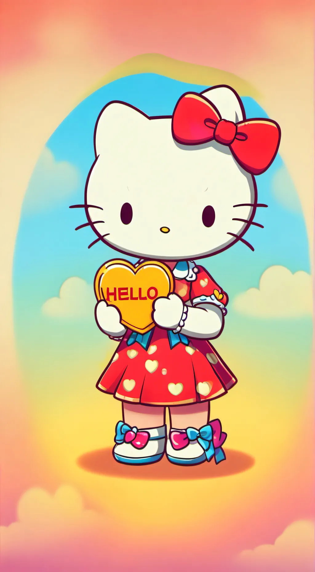 ai character: Hello kitty  background