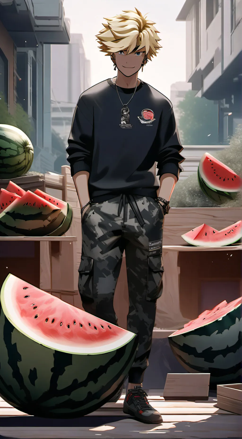 ai character: Cheap_watermelon background